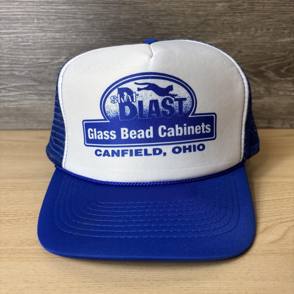 Skat Blast Hat Snap Back Blue Trucker Glass Bead Cabinets Mens Canfield Ohio